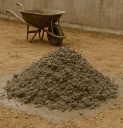 Mistura de cimento em canteiro de obras