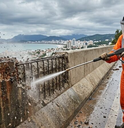 o hidrojateamento de alta e ultra-alta pressão consolidou-se como a técnica mais eficiente e segura para garantir a descontaminação e a rugosidade ideais